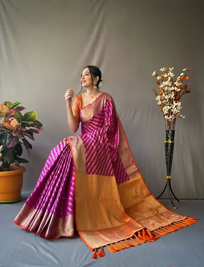 Banarasi Cotton Silk Woven Design Sarees with Blouse piece