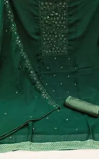 Green Georgette Embroidery Work  Unstitched Dress Material-thumb2