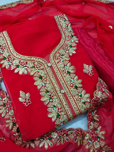 Women's Fau Georgette Dress Material With Dupatta