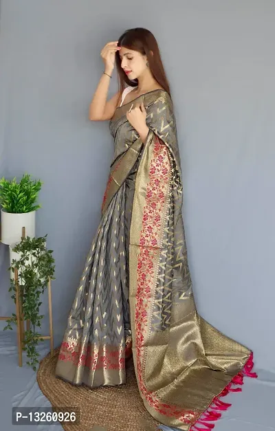 Women's Banarasi Silk Saree With Unstitched Blouse Piece