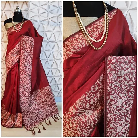 Trending Handloom Silk Blend Saree with Blouse Piece