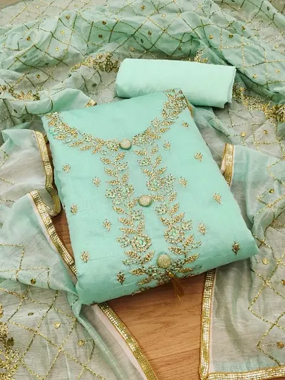 Stylish Chanderi SIlk Dress Material with Dupatta