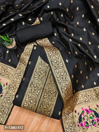 Womens Banarasi Silk Paithani Style Unstitched Suit Material