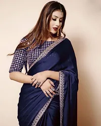 Beautiful Silk Blend Saree with Blouse piece-thumb1