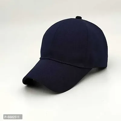 solid navy blue plain cap
