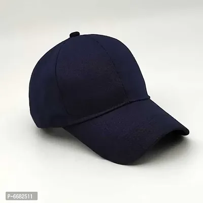 solid navy blue plain cap-thumb3
