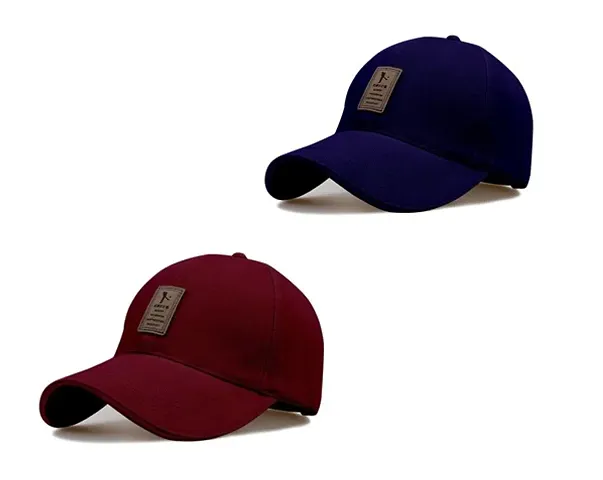 EDIKO Cap Combo Pack of 2 Cap for Men's and Women's (Blue Maroon)