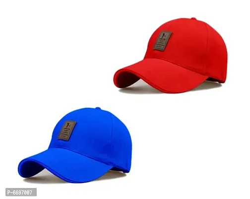 combo eddiko red and light blue cap