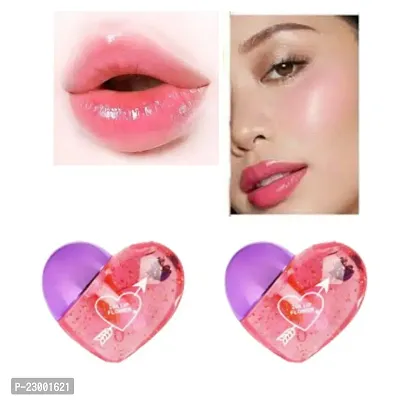 Heart Shaped Moisturizing And Hydrating Lip Gloss Tint For Dry And Chapped Lips In Cute Packaging Multicolour Metallic Finished Pack Of 2-thumb0