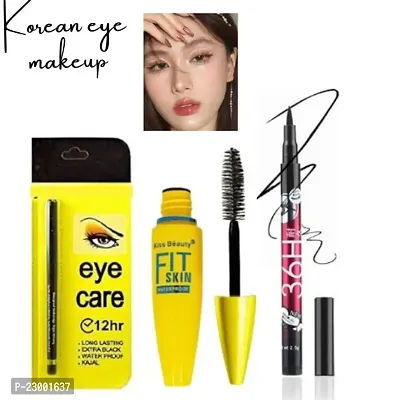 Korean Fit Skin Mascara Pack Of 1 Korean 36H Black Color Professional Eyeliner Dark Waterproof Pack Of 1 Eyecare Deep Black Color Kajal Pack Of 1