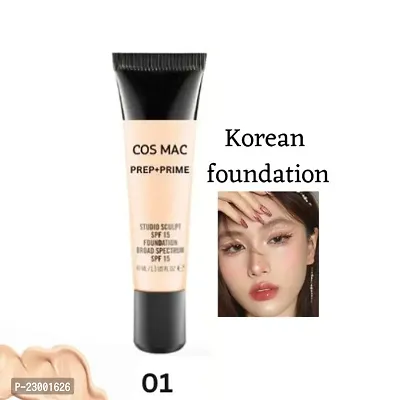 Korean Cos Mac Prep Prime 01 Liquid Foundation Full Coverage Blendable Normal To Oily Skin Stay Long Time Pack Of 1-thumb0