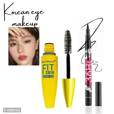 Korean Fit Skin Mascara Moisturizer Keeps Lashes Smooth Pack Of 1 Korean 36H Black Color Professional Eyeliner Dark Waterproof Pack Of 1