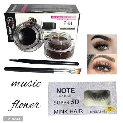 Music Flower Long-Wear Smudge -Proof  Water proof pack of 1  + New  Eyelashes pack of 1