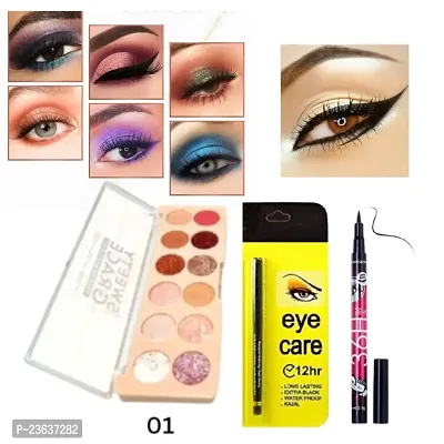 Sweety Grace (01)Highlighter  Eyeshadow Palette Pack of 1+ 36H Eyeliner pack of 1+Eye Care  Kajal pack of 1
