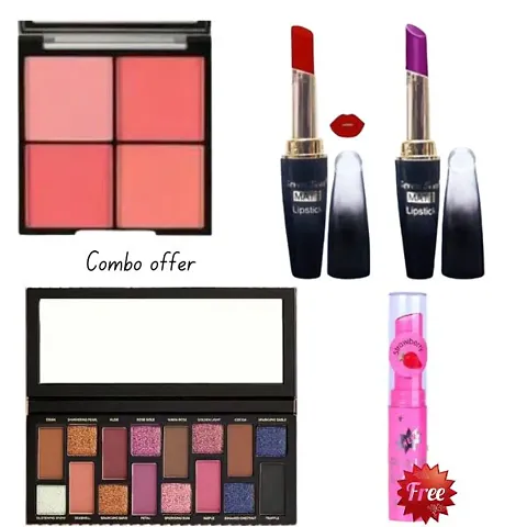 Rosa Angel 4 shades blusher 1+slim red lipstick 1 +slim purple lipstick 1+GS7 16color eyeshadow 1+pink magic lip balm 1