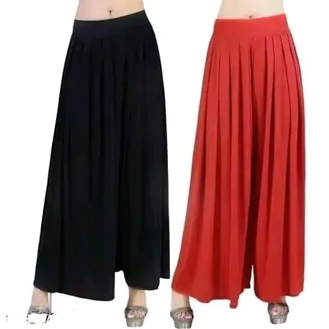 Stunning Cotton Silk Palazzos For Women Pack of 2