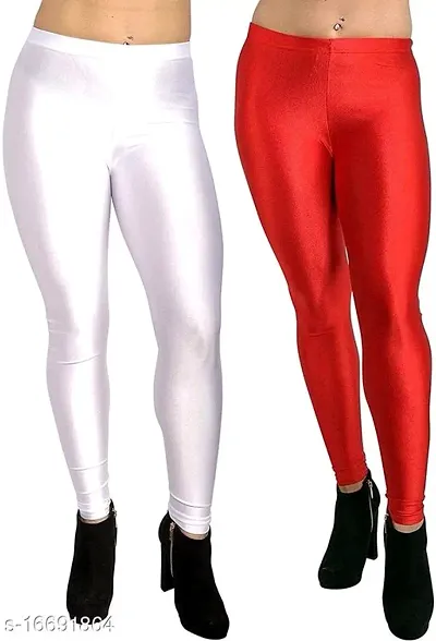 Beautiful Skinny Linen Solid Leggings Combo For Women Pack Of 2