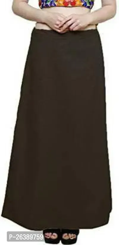 Reliable Brown Cotton Solid Semi-Stitched Patticoats For Women-thumb0