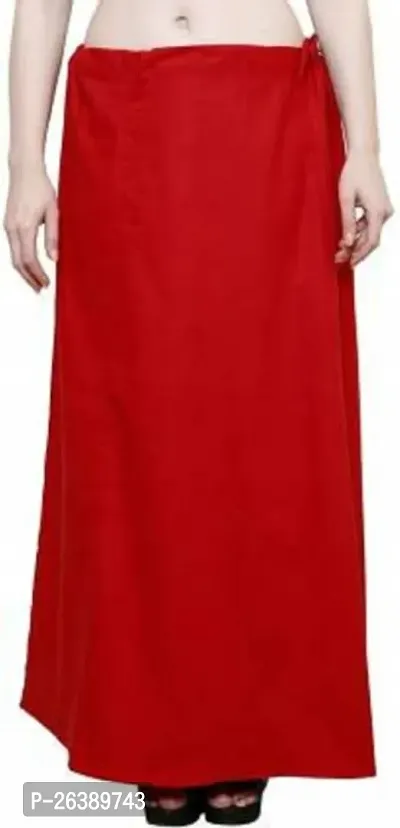 Reliable Red Cotton Solid Semi-Stitched Patticoats For Women-thumb0