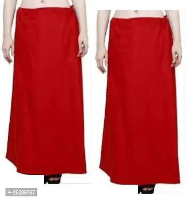 Reliable Red Cotton Solid Semi-Stitched Patticoats For Women Pack Of 2-thumb0