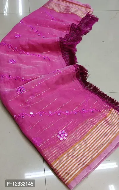 Beautiful Mulmul Cotton Mirror Work Saree With Blouse Piece For Women-thumb2