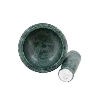 Chitrakshi Green Marble Imam Dasta/Mortar and Pestle Set/Ohkli Musal/Kharal/Idi Kallu/Khal Musal/Khalbatta/Spice Grinder-4 Inches-thumb1