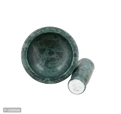 Chitrakshi Green Marble Imam Dasta/Mortar and Pestle Set/Ohkli Musal/Kharal/Idi Kallu/Khal Musal/Khalbatta/Spice Grinder-4 Inches-thumb2