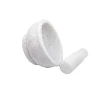 Chitrakshi Marble Imam Dasta, Mortar and Pestle Set, Ohkli Musal, Kharal, Idi Kallu, Khal Musal, Khalbatta, Spice Grinder, White -3 Inches white-thumb1