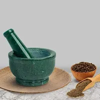 Marble Mortar and Pestle Green 3.3 Inch | Imam Dasta, Kharal, Kundi, Okhli | Handicraft Bazaar-thumb1