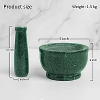 CREATION Mortar and Pestle Set, kharad, Masher Spice Mixer/Okhli and musle/Kharal for Kitchen, Green Color Marble Masher , Imam dasta Set for Mixing an Grinding Stoneware Masher Marble Masher  (Pack o-thumb1