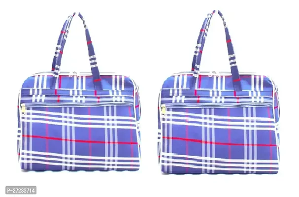 Stylish Blue Polyester Checked Handbags For Women Pack Of 2-thumb0