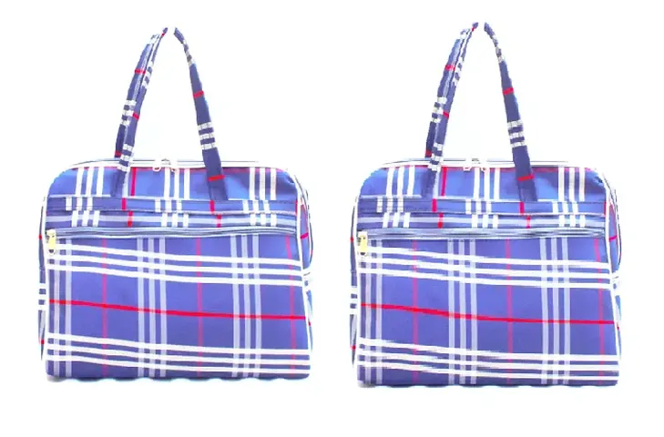 Stylish Blue Polyester Checked Handbags For Women Pack Of 2