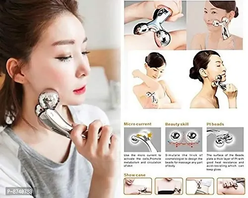 Manual Roller 3D Y Shape Massager 360 Rotate Full Body Massage for Face Lifting Wrinkle Remover, Silver