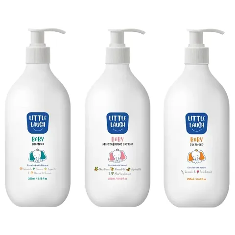 Combo - Daily Moisturising Baby Lotion, Shampoo  Body Wash Pack Of 3- 250Ml Each - Gentle, Safe  Natural Care For Your Baby Delicate Skin And Hair