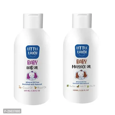 Combo - Baby Hair Oil  Massage Oil - 100Ml Each Pack Of 2 - Gentle And Nourishing Care For Baby Skin And Hair-thumb0