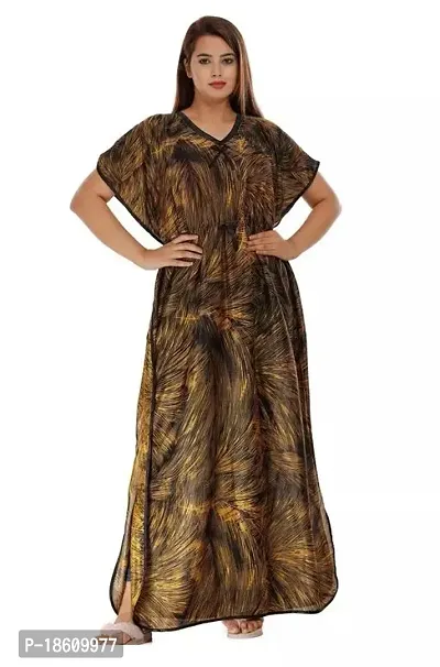 Stylish Satin Brown Printed Night Suits For Women