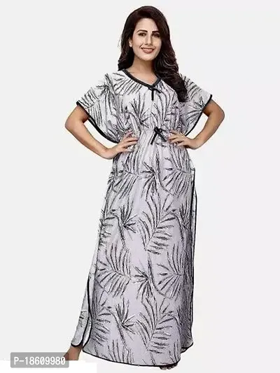 Stylish Satin White Printed Night Suits For Women