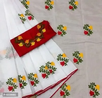 Chanderi Cotton Embroidered Saree with Blouse piece
