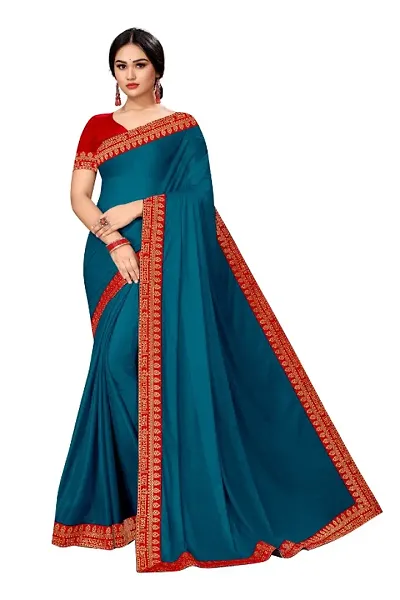 Stylish Georgette Border Work Saree With Blouse Piece