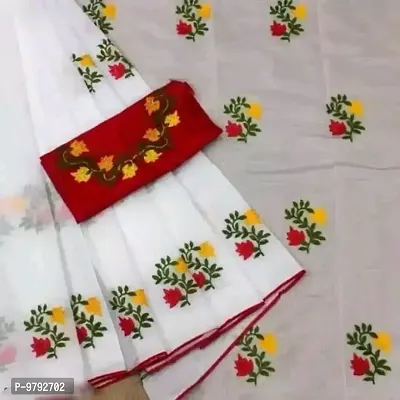 Chanderi Cotton Embroidered Saree with Blouse piece