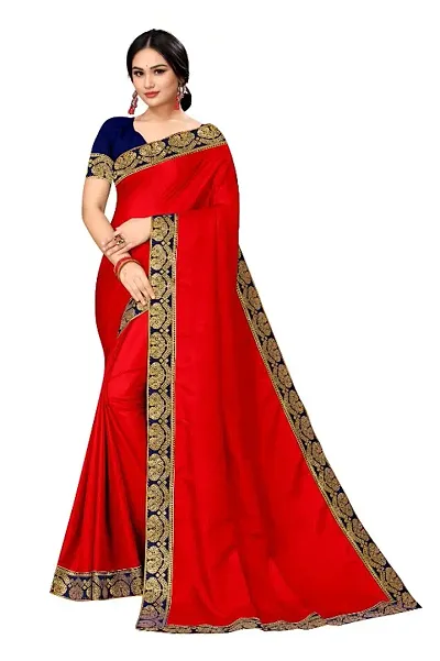 Lace Work Art Silk Sarees with Blouse Piece