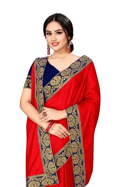 Lace Work Art Silk Sarees with Blouse Piece