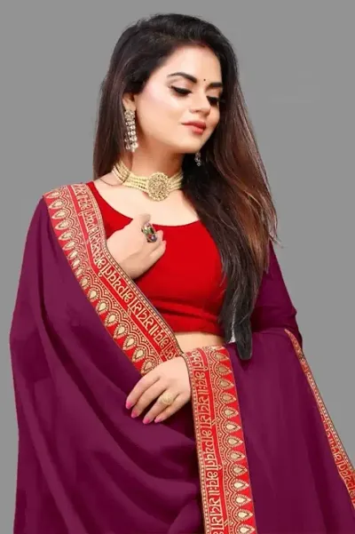 Art Silk Lace Border Sarees with Blouse Piece for Women