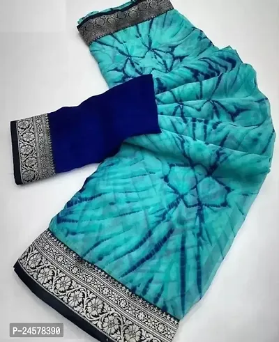 Chiffon Shibori Print Partywear Saree with Blouse Piece