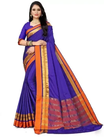 Cotton Silk Woven Design Sarees with Blouse Piece