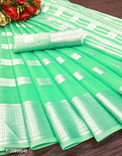 Linen Blend Zari Saree with Blouse piece