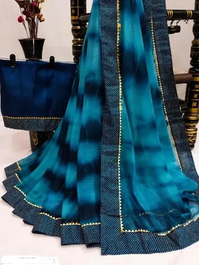 Embellished Shibori Sarees with blouse piece