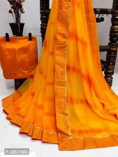 Printed Crepe Lace Border saree with Blouse Piece