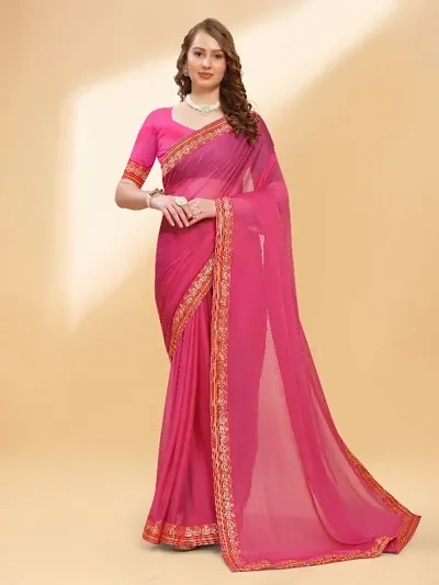 Lace Border Chiffon Sarees with Blouse Piece