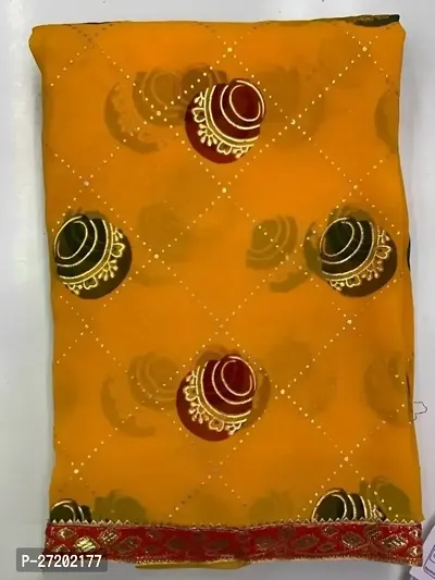 Multicoloured Georgette Foil Print Saree with Blouse Piece-thumb0